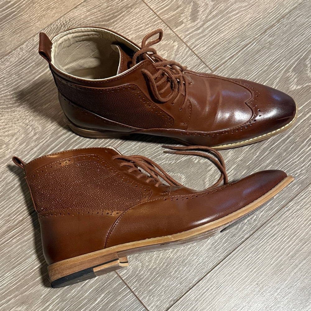 ANTONIO CERRELLI WING TIP BOOTS BROWN STOCK #6795 SIZE 8.5